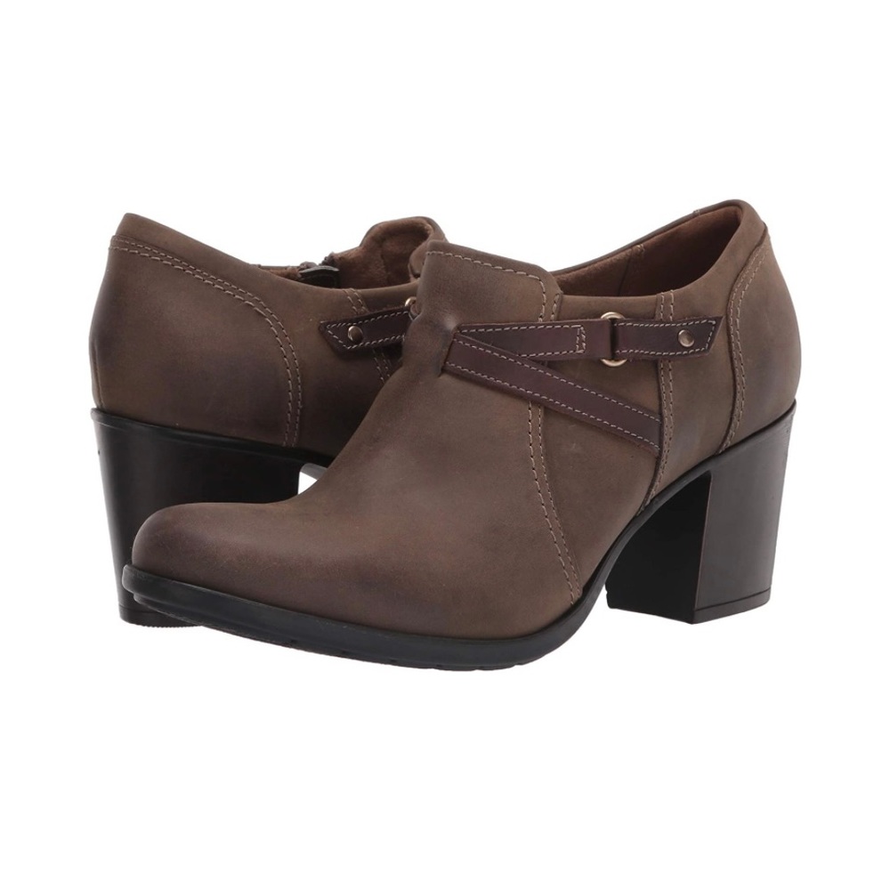 Clarks Diane Lela Womens Size 6.5 Taupe Leather Bootie Dark Ortholite Worn Once - Picture 12 of 12